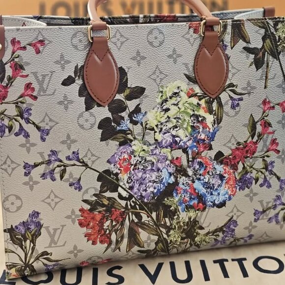 Louis Vuitton Garden ONTHEGO MM Monogram Flower Silver Tote Bag Limited Edition - Picture 8 of 10